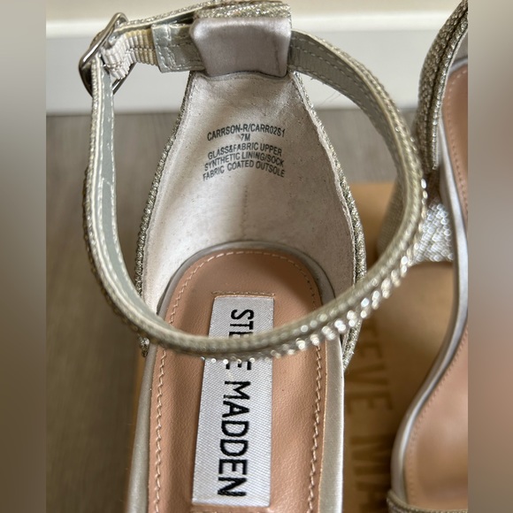 Steve Madden Silver ankle strap heels crystal embellishment - Picture 9 of 9